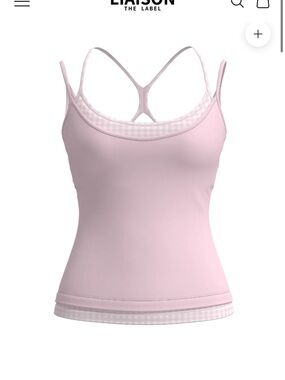 DOUBLE LAYER SPORTY TANK - SOFT PINK & GINGHAM S